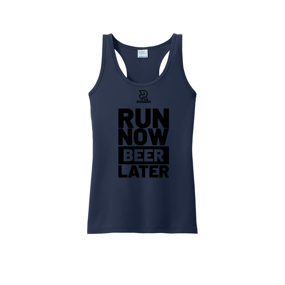 RUN NOW BEER LATER (Black) - Womens Performance Tank
