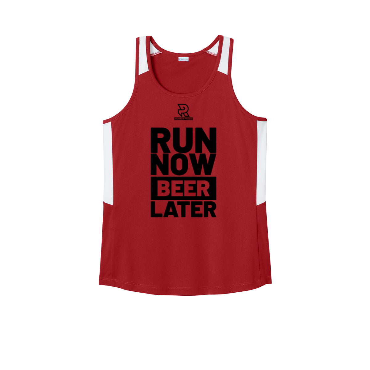 RUN NOW BEER LATER (Black) - Womens Club Track Tank
