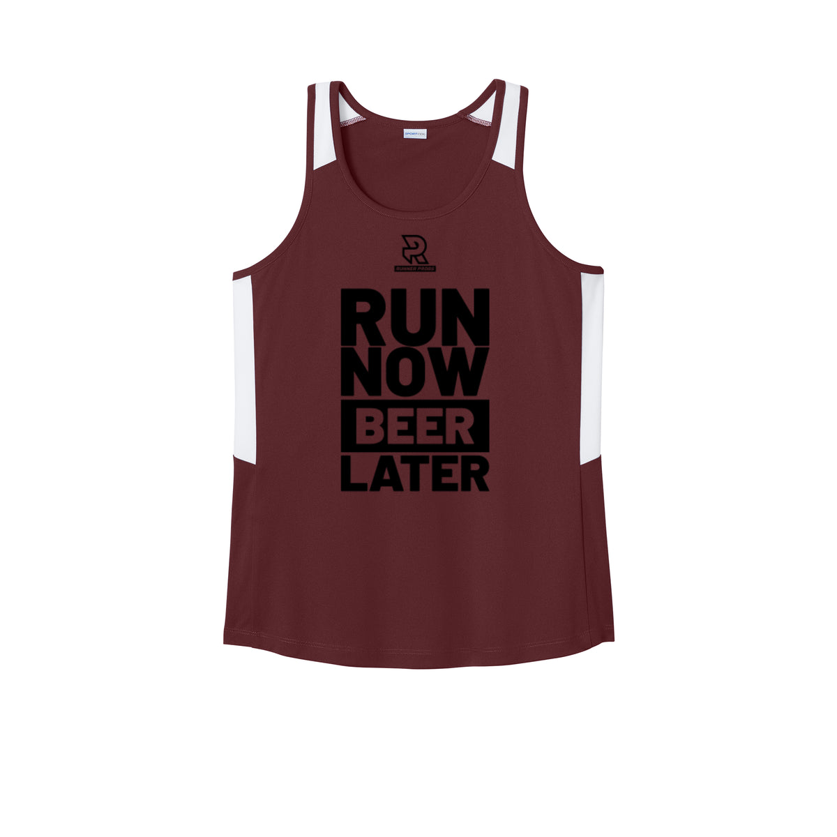 RUN NOW BEER LATER (Black) - Womens Club Track Tank