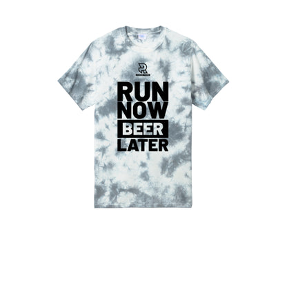 RUN NOW BEER LATER (Black) - Short Sleeve Tie Dye Cotton Tee