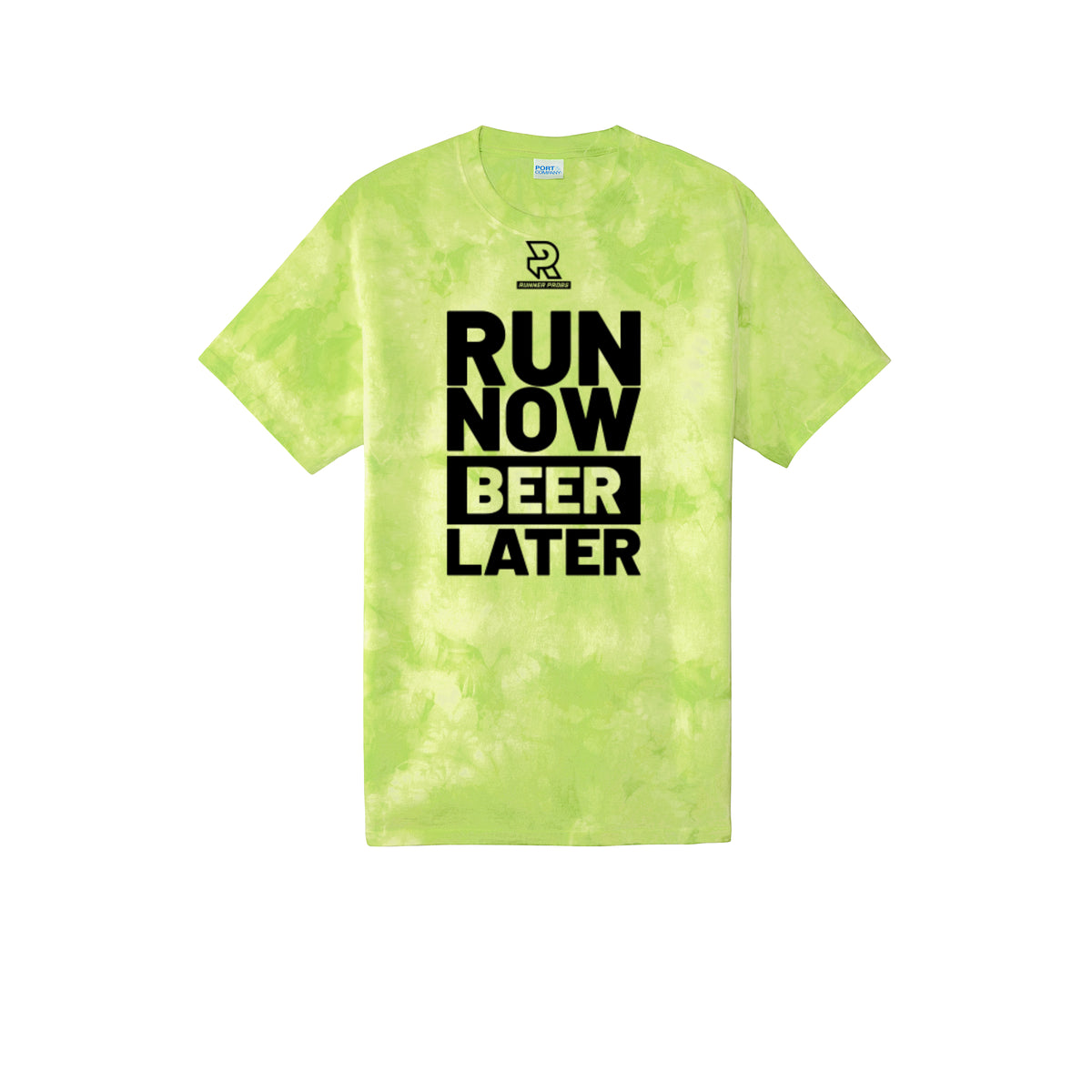 RUN NOW BEER LATER (Black) - Short Sleeve Tie Dye Cotton Tee