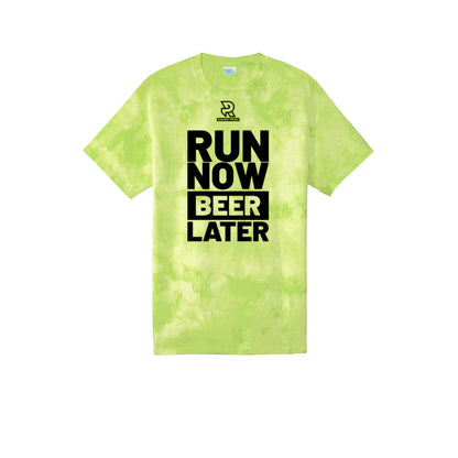 RUN NOW BEER LATER (Black) - Short Sleeve Tie Dye Cotton Tee