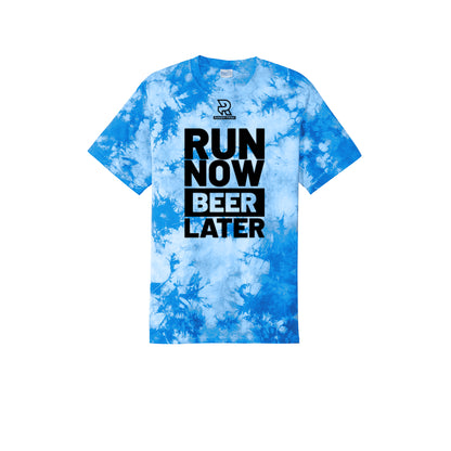 RUN NOW BEER LATER (Black) - Short Sleeve Tie Dye Cotton Tee