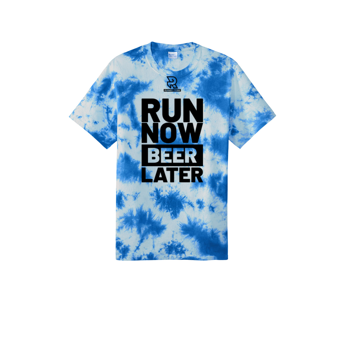 RUN NOW BEER LATER (Black) - Short Sleeve Tie Dye Cotton Tee