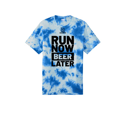 RUN NOW BEER LATER (Black) - Short Sleeve Tie Dye Cotton Tee
