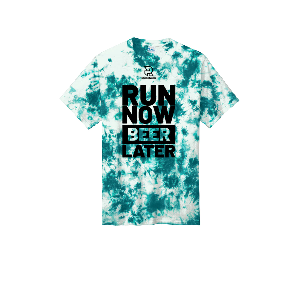 RUN NOW BEER LATER (Black) - Short Sleeve Tie Dye Cotton Tee