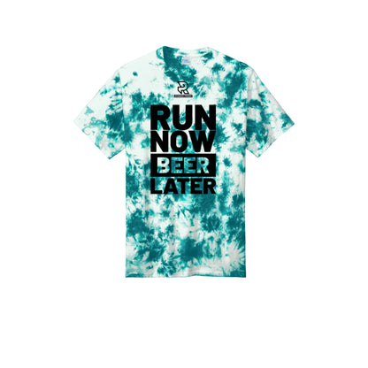 RUN NOW BEER LATER (Black) - Short Sleeve Tie Dye Cotton Tee