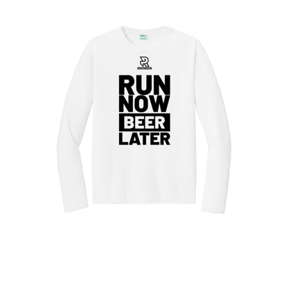 RUN NOW BEER LATER (Black) - Long Sleeve Performance Tee