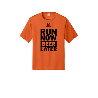 RUN NOW BEER LATER (Black) - Short Sleeve Performance Tee