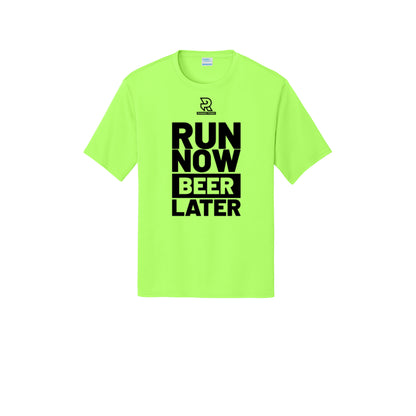 RUN NOW BEER LATER (Black) - Short Sleeve Performance Tee