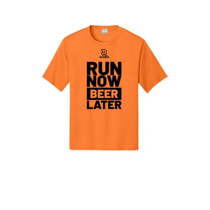 RUN NOW BEER LATER (Black) - Short Sleeve Performance Tee