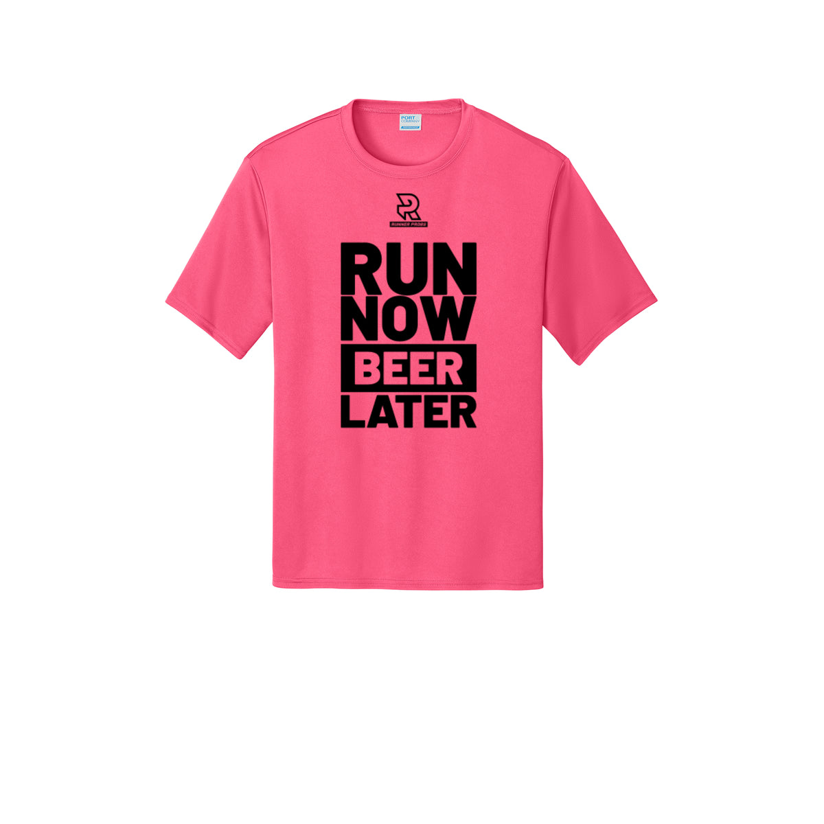 RUN NOW BEER LATER (Black) - Short Sleeve Performance Tee