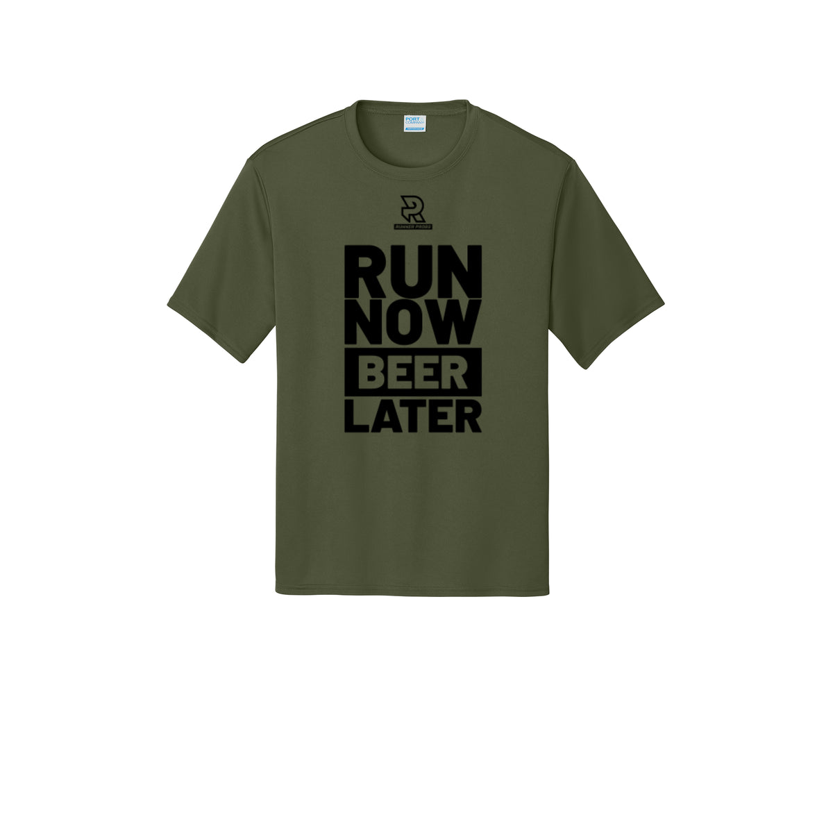RUN NOW BEER LATER (Black) - Short Sleeve Performance Tee