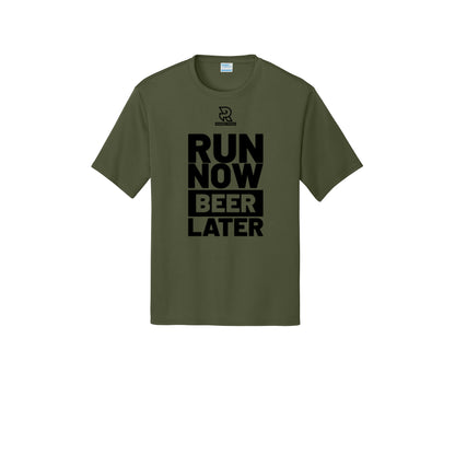 RUN NOW BEER LATER (Black) - Short Sleeve Performance Tee