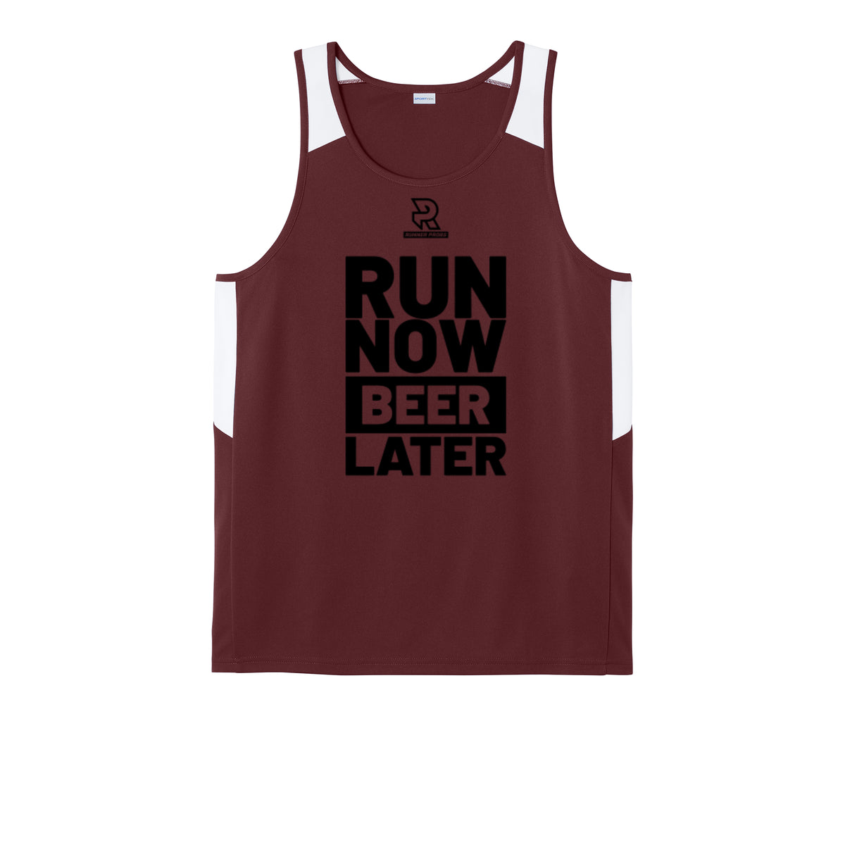 RUN NOW BEER LATER (Black) - Mens Club Track Tank