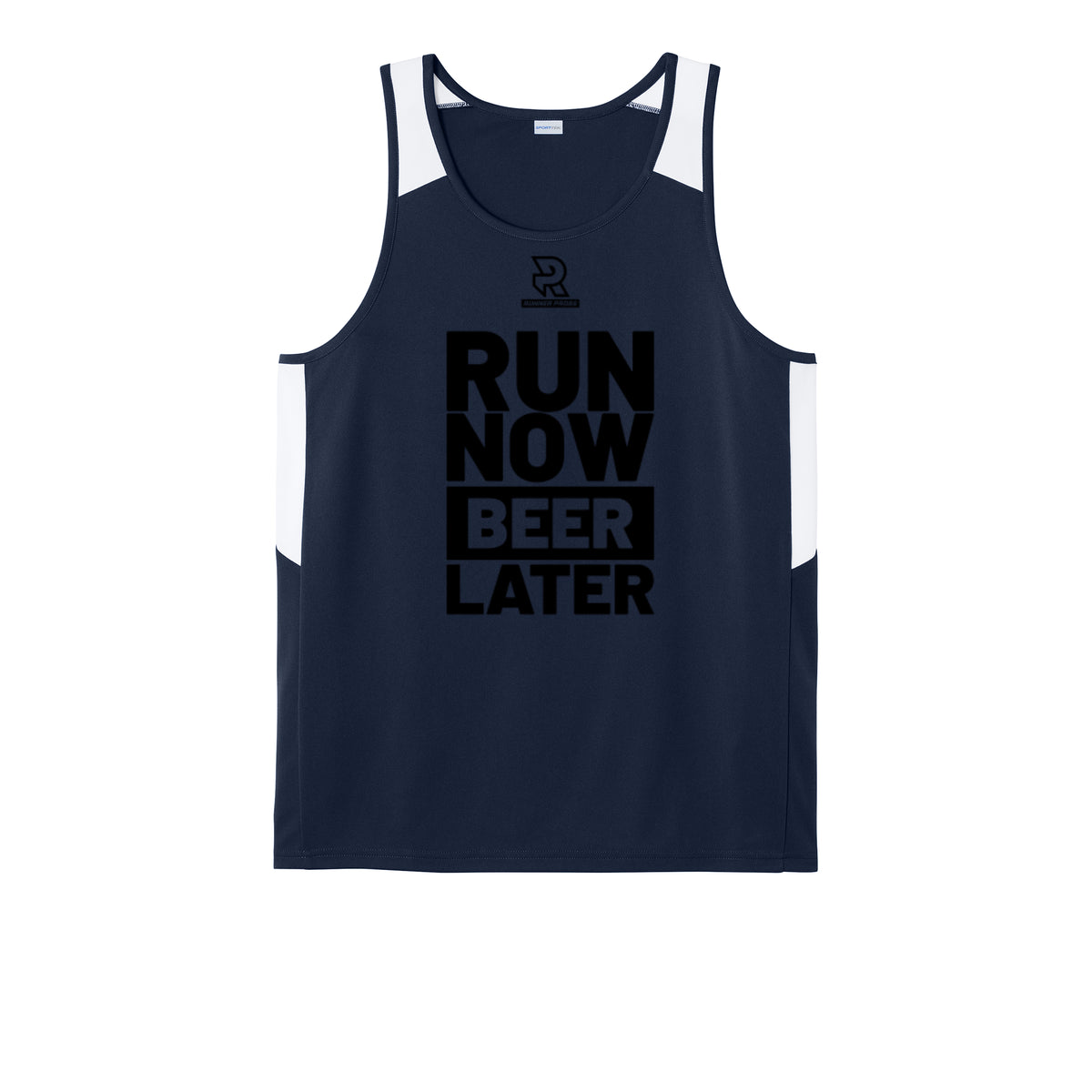 RUN NOW BEER LATER (Black) - Mens Club Track Tank