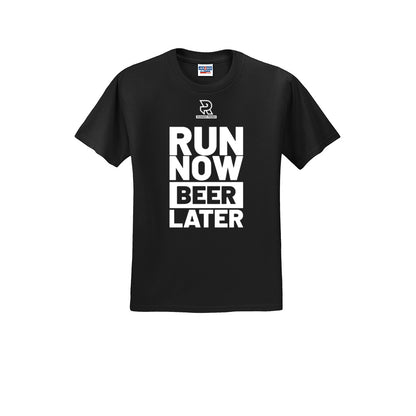 RUN NOW BEER LATER (White) - Short Sleeve Cotton Tee