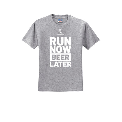 RUN NOW BEER LATER (White) - Short Sleeve Cotton Tee