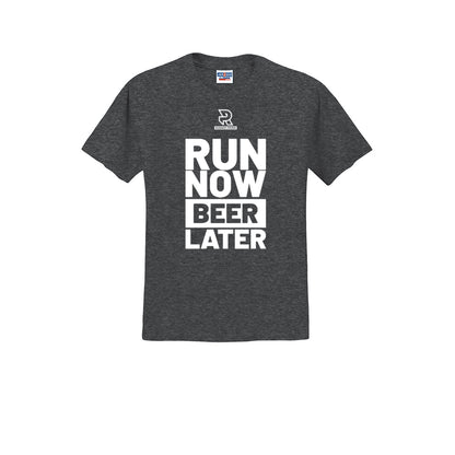 RUN NOW BEER LATER (White) - Short Sleeve Cotton Tee