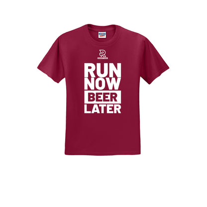 RUN NOW BEER LATER (White) - Short Sleeve Cotton Tee