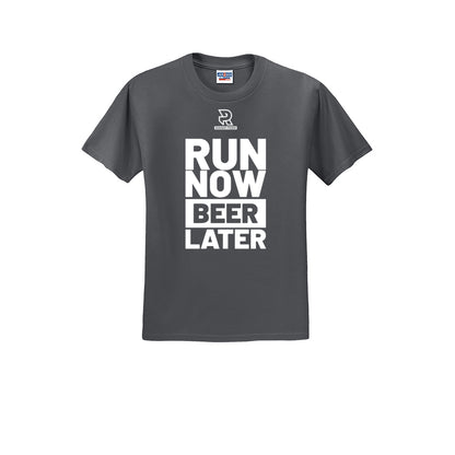 RUN NOW BEER LATER (White) - Short Sleeve Cotton Tee