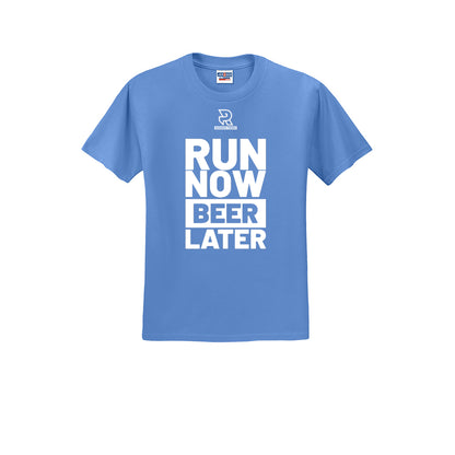 RUN NOW BEER LATER (White) - Short Sleeve Cotton Tee