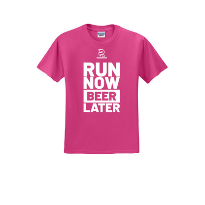 RUN NOW BEER LATER (White) - Short Sleeve Cotton Tee