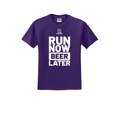 RUN NOW BEER LATER (White) - Short Sleeve Cotton Tee