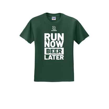 RUN NOW BEER LATER (White) - Short Sleeve Cotton Tee