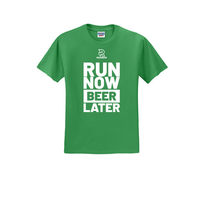 RUN NOW BEER LATER (White) - Short Sleeve Cotton Tee
