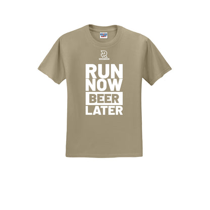 RUN NOW BEER LATER (White) - Short Sleeve Cotton Tee