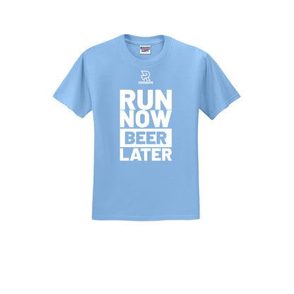 RUN NOW BEER LATER (White) - Short Sleeve Cotton Tee