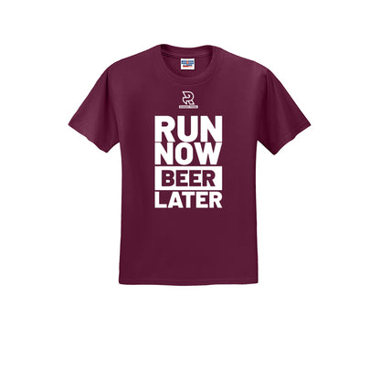 RUN NOW BEER LATER (White) - Short Sleeve Cotton Tee