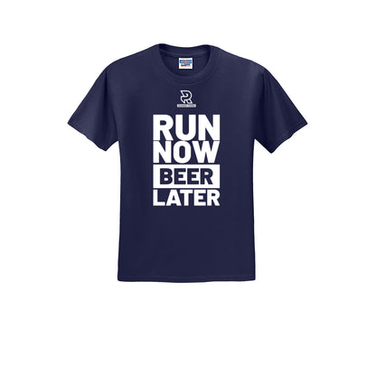 RUN NOW BEER LATER (White) - Short Sleeve Cotton Tee