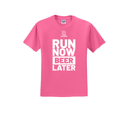 RUN NOW BEER LATER (White) - Short Sleeve Cotton Tee