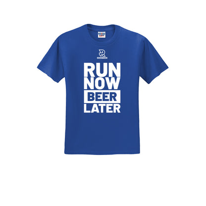 RUN NOW BEER LATER (White) - Short Sleeve Cotton Tee