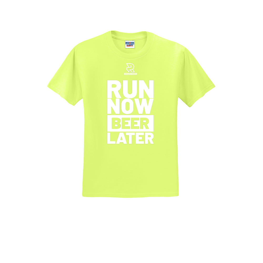 RUN NOW BEER LATER (White) - Short Sleeve Cotton Tee