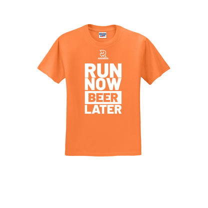 RUN NOW BEER LATER (White) - Short Sleeve Cotton Tee
