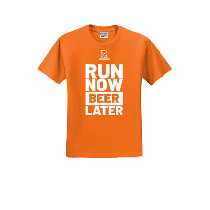 RUN NOW BEER LATER (White) - Short Sleeve Cotton Tee