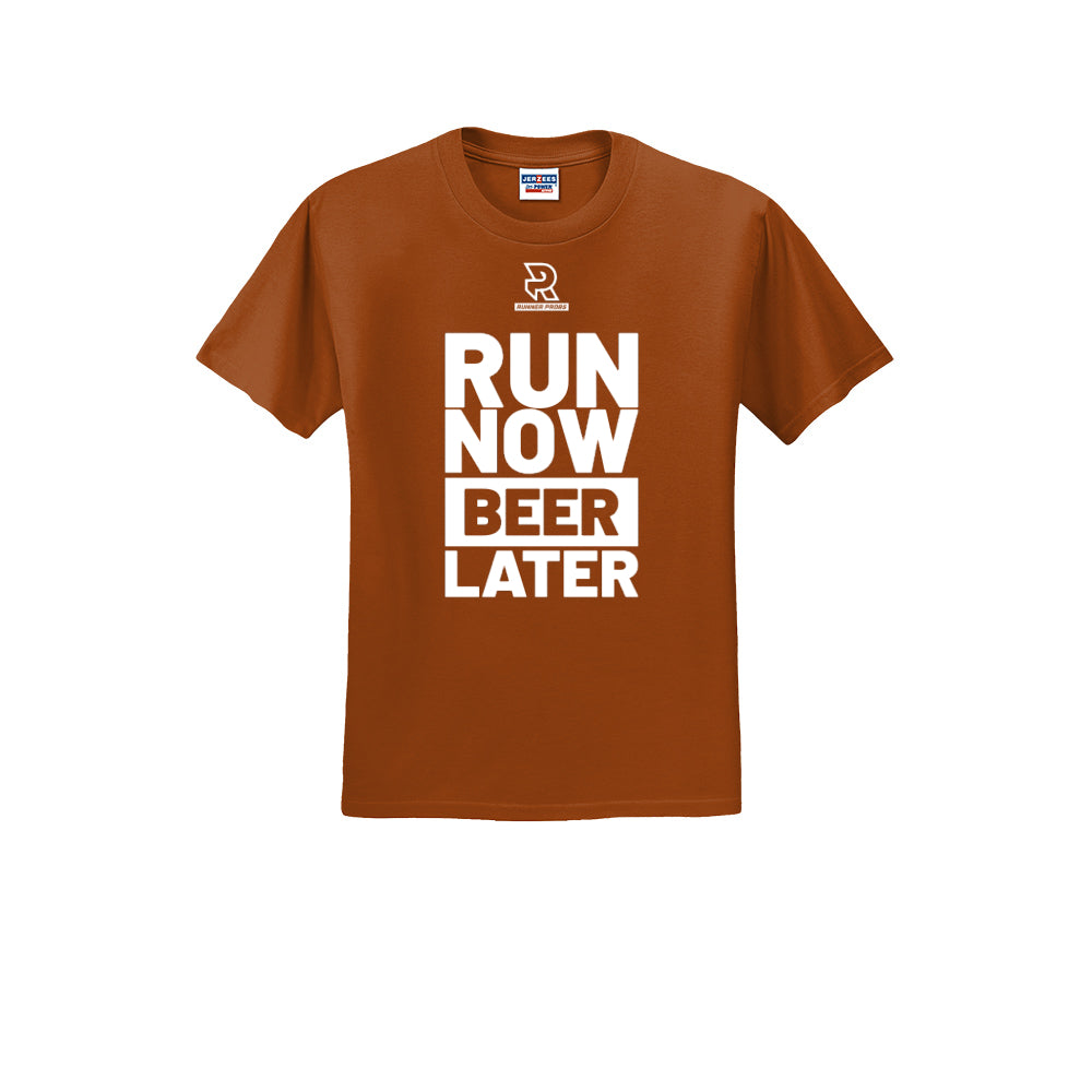 RUN NOW BEER LATER (White) - Short Sleeve 50/50 Tee