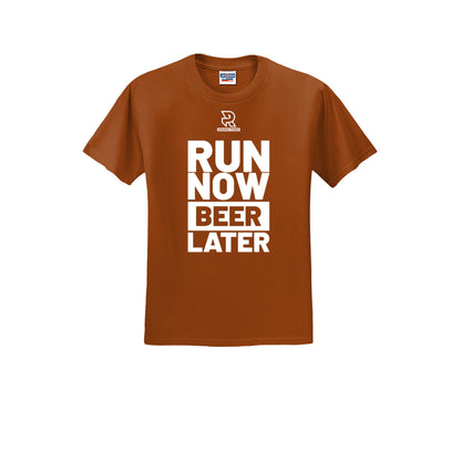 RUN NOW BEER LATER (White) - Short Sleeve 50/50 Tee