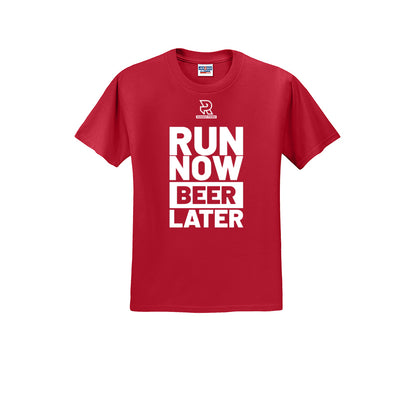 RUN NOW BEER LATER (White) - Short Sleeve Cotton Tee