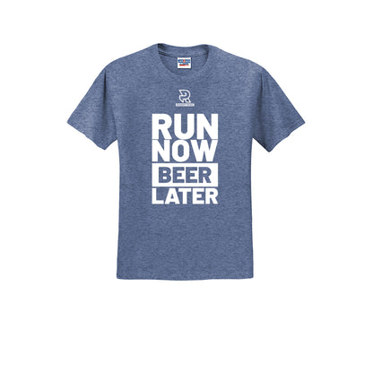 RUN NOW BEER LATER (White) - Short Sleeve Cotton Tee