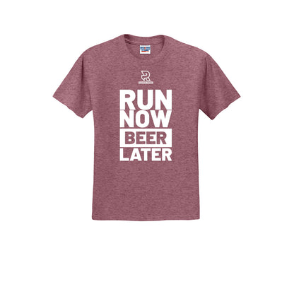 RUN NOW BEER LATER (White) - Short Sleeve Cotton Tee