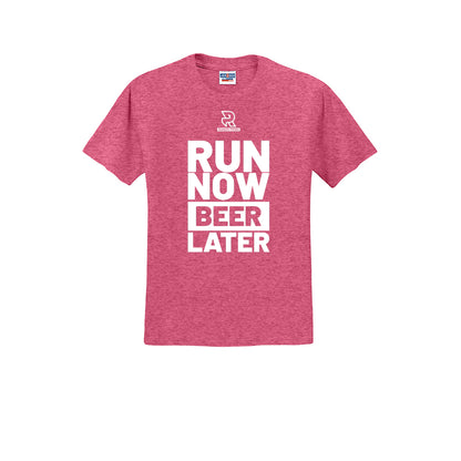 RUN NOW BEER LATER (White) - Short Sleeve Cotton Tee