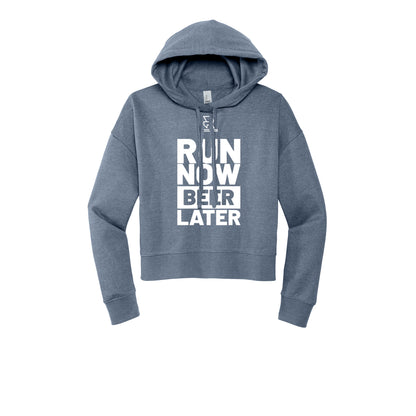 RUN NOW BEER LATER (White) - Womens Fleece Hoodie