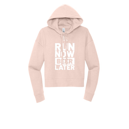 RUN NOW BEER LATER (White) - Womens Fleece Hoodie