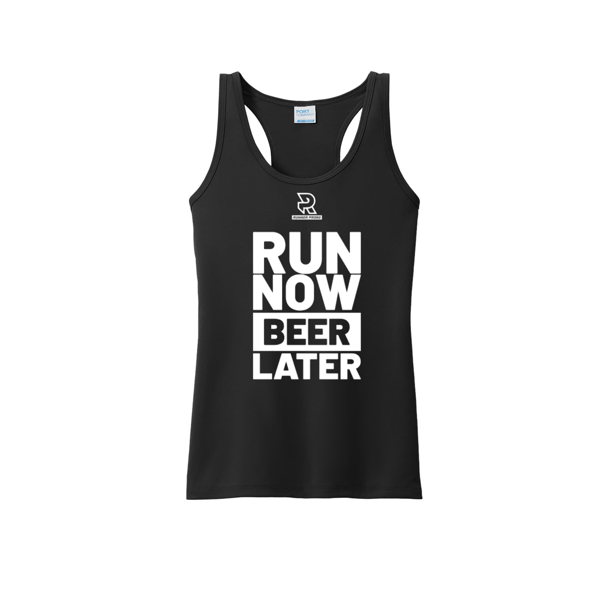 RUN NOW BEER LATER (White) - Womens Performance Tank