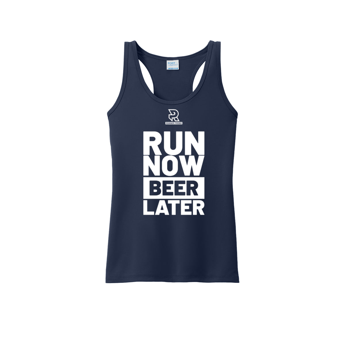 RUN NOW BEER LATER (White) - Womens Performance Tank