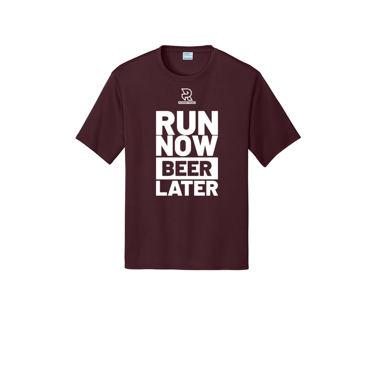 RUN NOW BEER LATER (White) - Short Sleeve Performance Tee